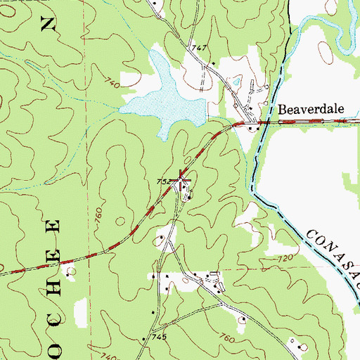 Topographic Map of Beaverdale School (historical), GA