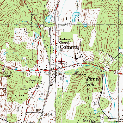 Topographic Map of Cohutta Baptist Church, GA