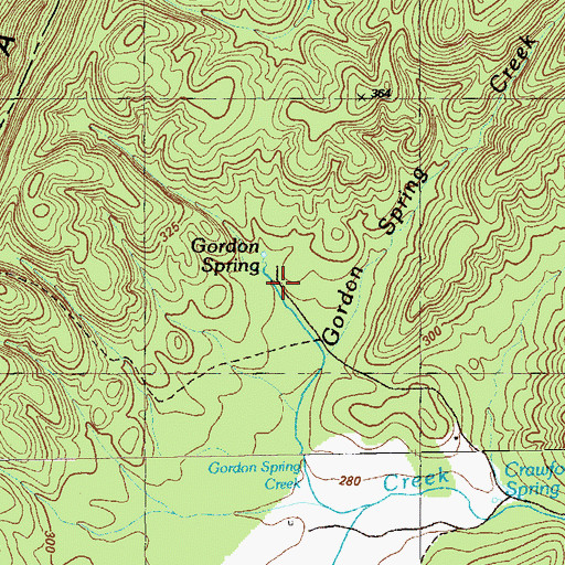 Topographic Map of Gordon Springs (historical), GA