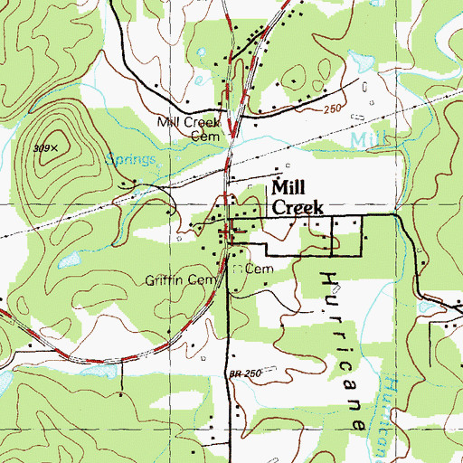 Topographic Map of Mill Creek Schoolhouse (historical), GA