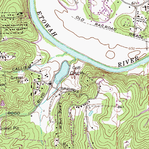 Topographic Map of Callier Springs Golf Course, GA