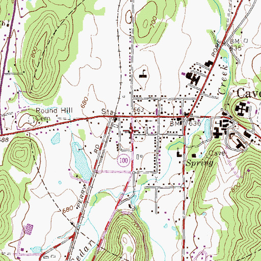 Topographic Map of Cave Spring Church of God, GA