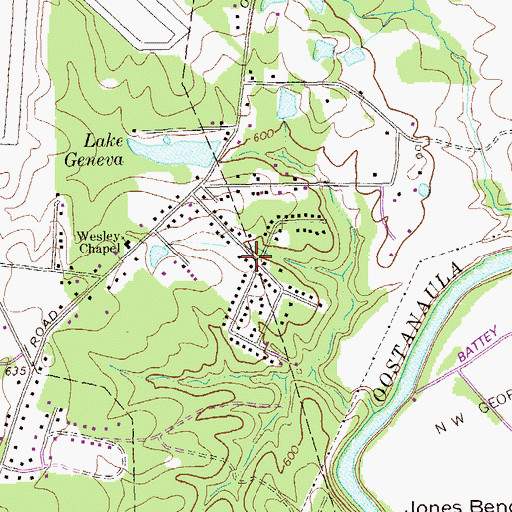 Topographic Map of Green Acre, GA