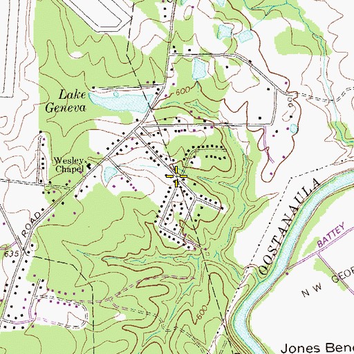 Topographic Map of Green Acre, GA