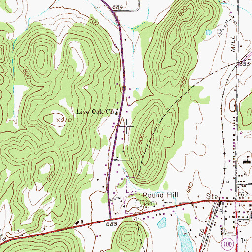 Topographic Map of Hemphill Cemetery, GA