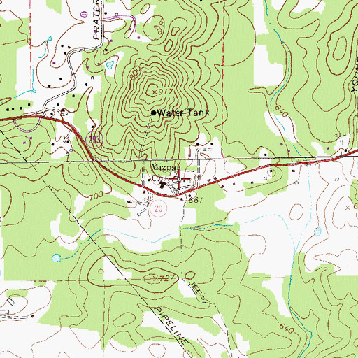 Topographic Map of Mizpah Cemetery, GA