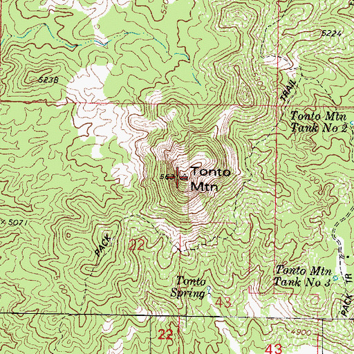 Topographic Map of Tonto Mountain, AZ