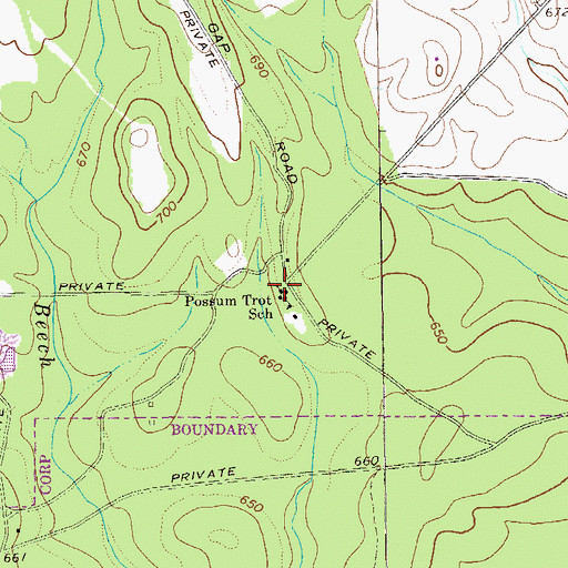 Topographic Map of Possum Trot Church, GA
