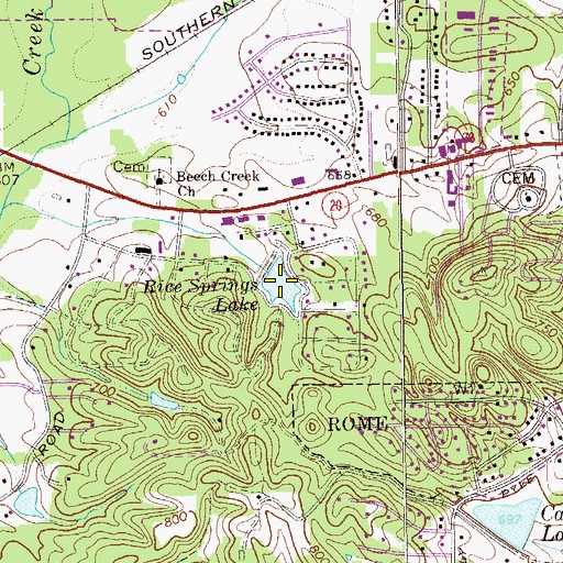 Topographic Map of Rices Spring, GA