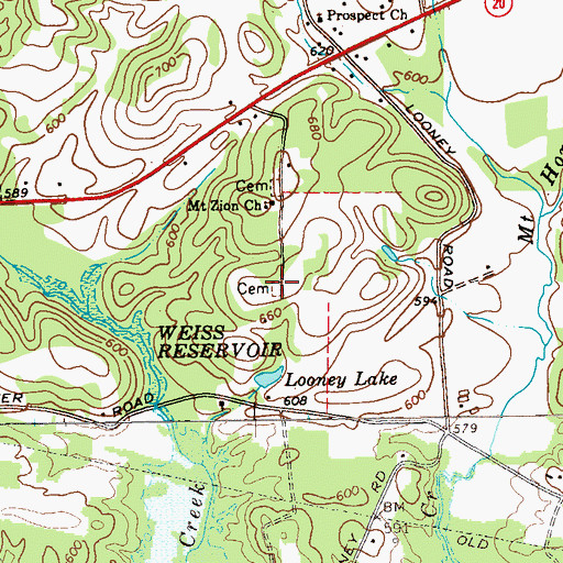 Topographic Map of Vann Cemetery, GA