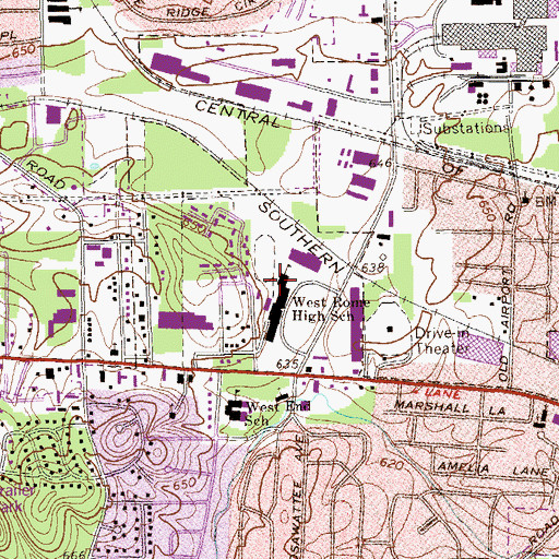 Topographic Map of West Rome Junior High School, GA