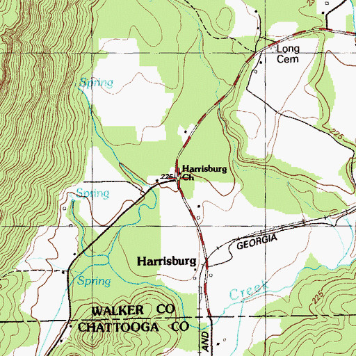 Topographic Map of Harrisburg Church, GA