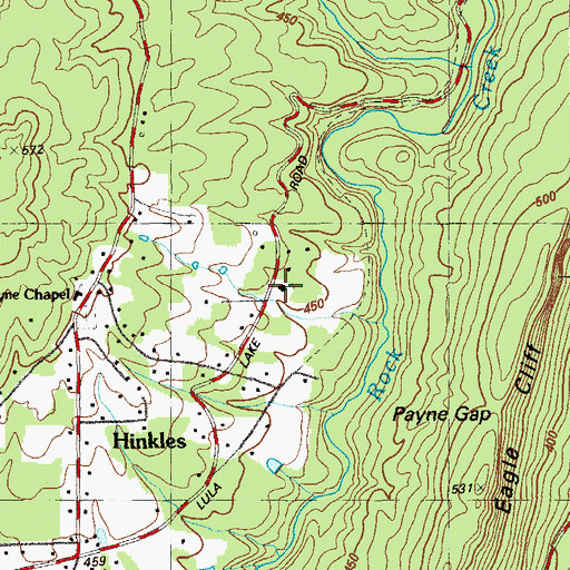 Topographic Map of Hinkles Church, GA