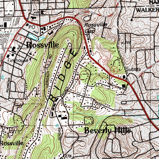 Topographic Map of John Ross Estates, GA
