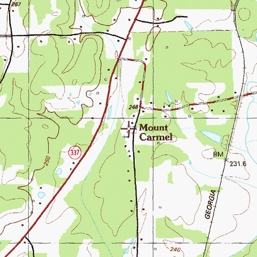 Topographic Map of Mount Carmel Cemetery, GA