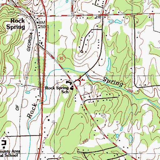 Topographic Map of Rock Spring United Methodist Church, GA