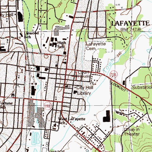 Topographic Map of Walker County Courthouse, GA