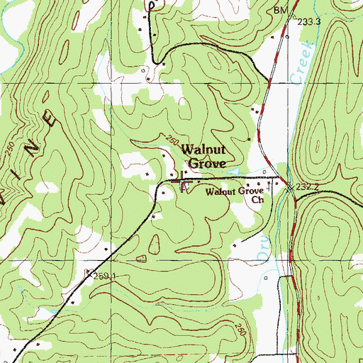 Topographic Map of Walnut Grove Cemetery, GA