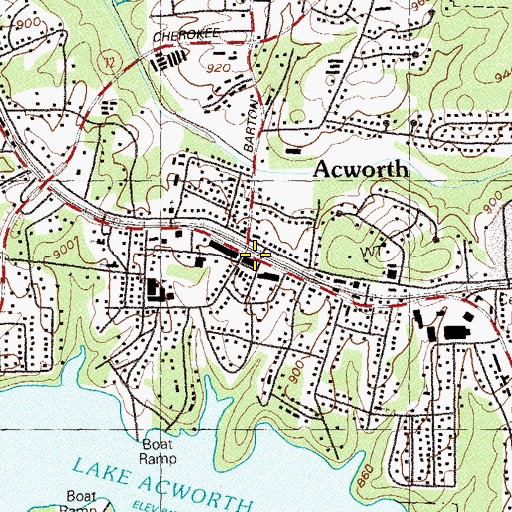 Topographic Map of Acworth, GA