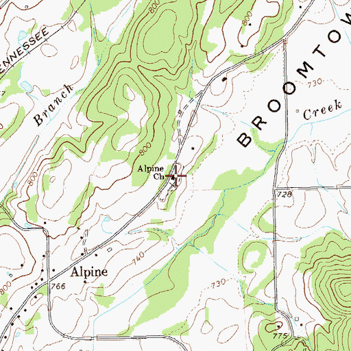 Topographic Map of Alpine Church, GA