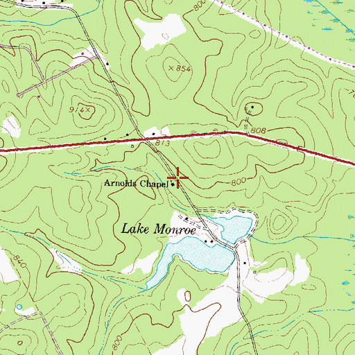 Topographic Map of Arnolds Chapel, GA