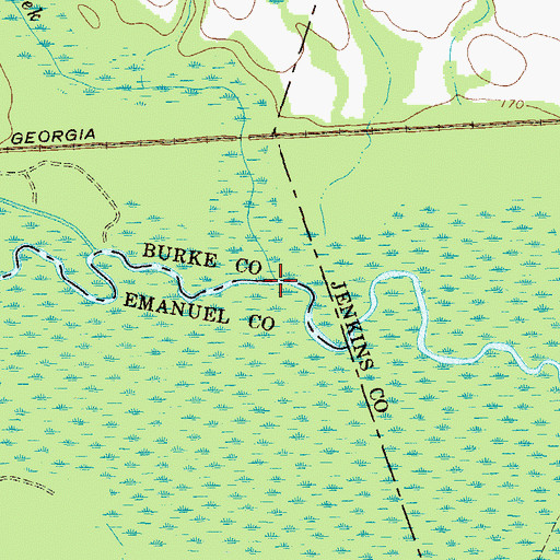 Topographic Map of Bark Camp Creek, GA