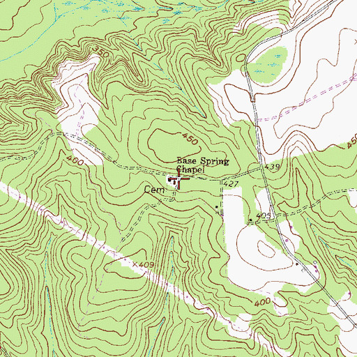 Topographic Map of Base Spring Chapel, GA
