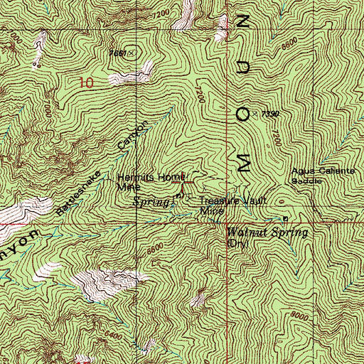 Topographic Map of Treasure Vault Mine, AZ