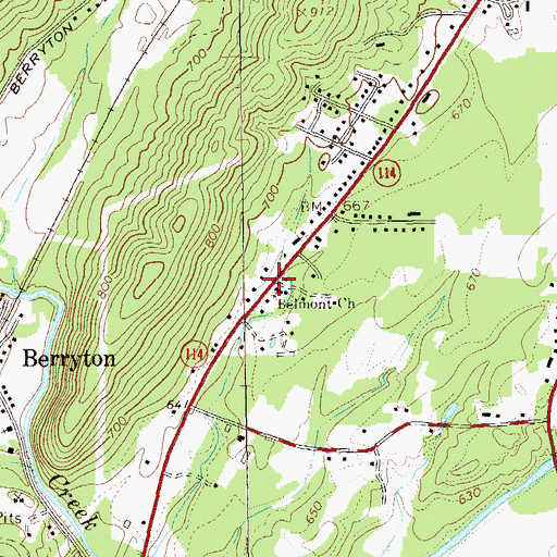 Topographic Map of Belmont Baptist Church, GA