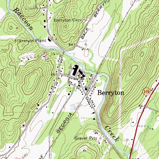 Topographic Map of Berryton, GA