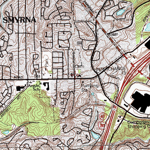 Topographic Map of Bethel Baptist Church, GA