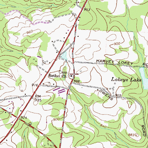 Topographic Map of Bethel Church, GA