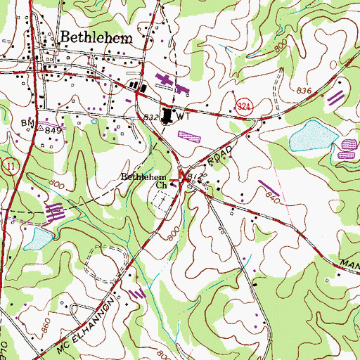 Topographic Map of Bethlehem Church, GA