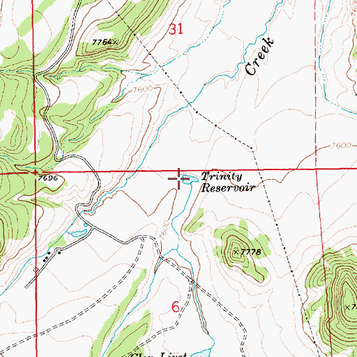 Topographic Map of Trinity Reservoir, AZ