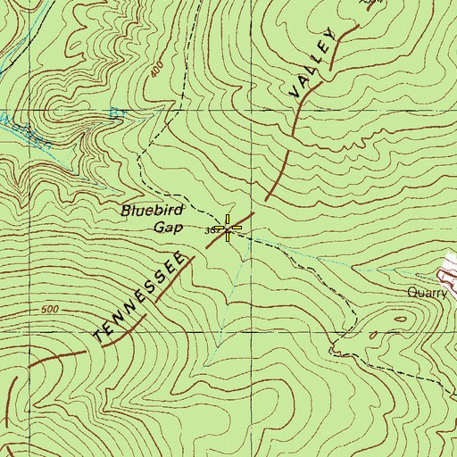 Topographic Map of Bluebird Gap, GA