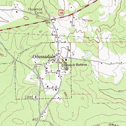 Topographic Map of Branch Hebron Church, GA
