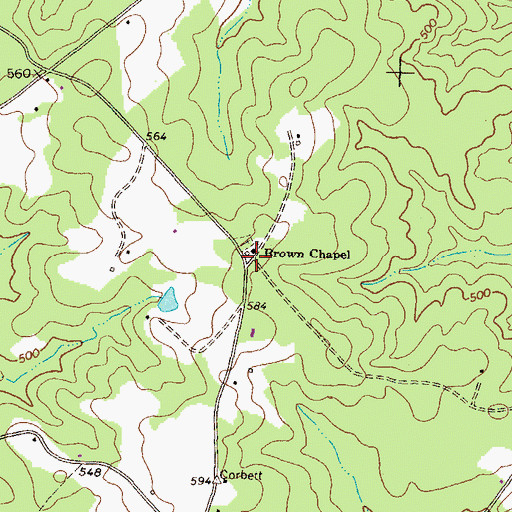 Topographic Map of Brown Chapel, GA