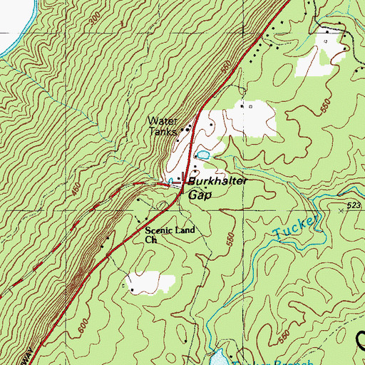 Topographic Map of Burkhalter Gap, GA