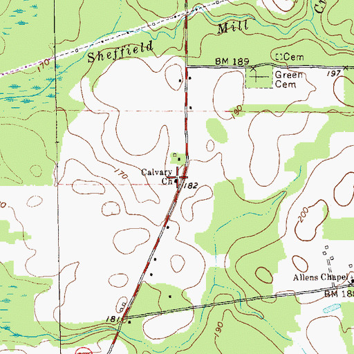 Topographic Map of Calvary Church, GA