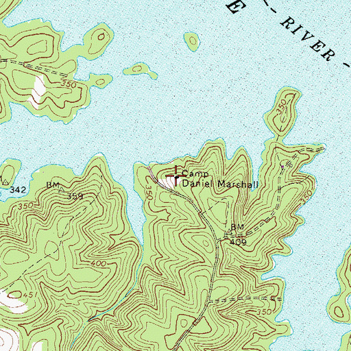 Topographic Map of Camp Daniel Marshall, GA