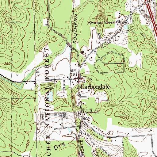 Topographic Map of Carbondale, GA