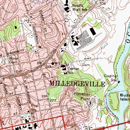 Topographic Map of Carver School, GA