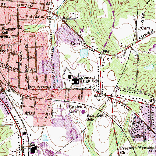 Topographic Map of Central Education Center, GA