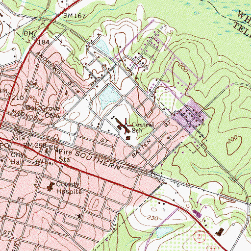 Topographic Map of Central School, GA