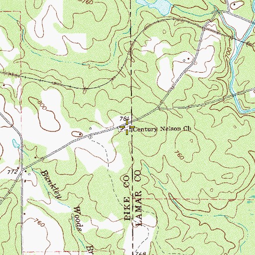 Topographic Map of Century Nelson Church, GA