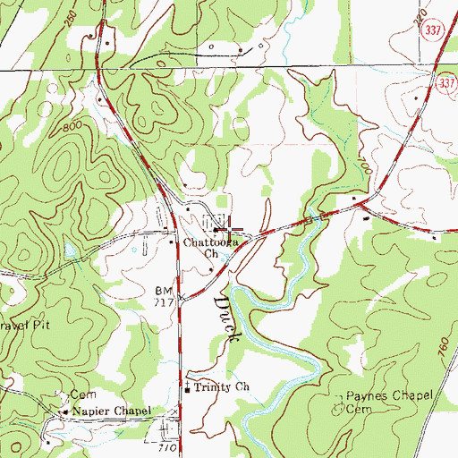 Topographic Map of Chattooga Church, GA