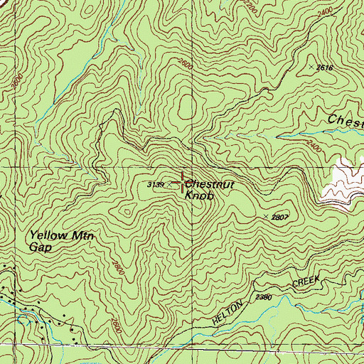 Topographic Map of Chestnut Knob, GA