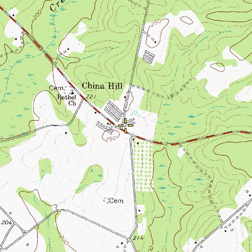 Topographic Map of China Hill, GA