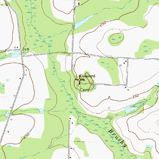 Topographic Map of Concord Primitive Baptist Church, GA