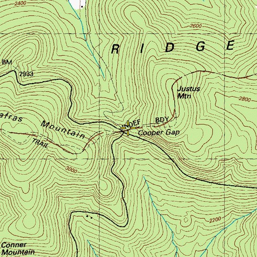 Topographic Map of Cooper Gap, GA